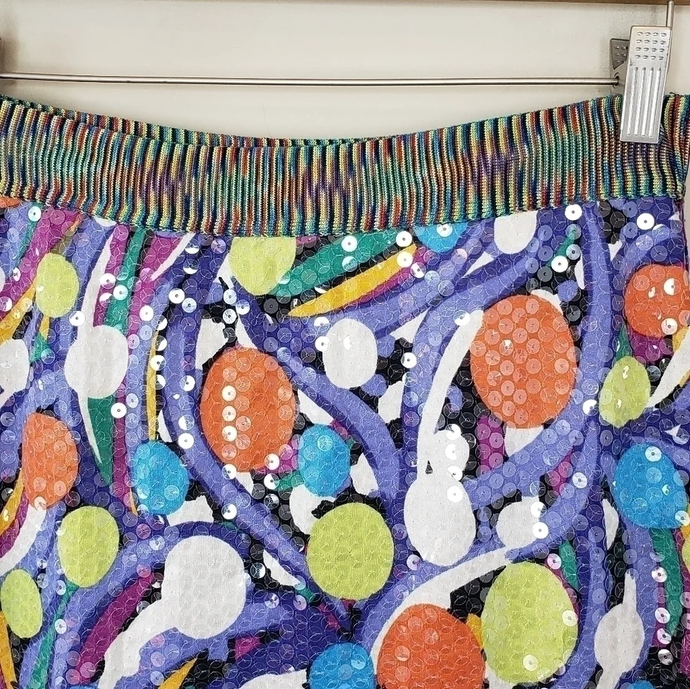 Vintage Missoni for Neiman Marcus Colorful Sequin Pencil Op Art Skirt